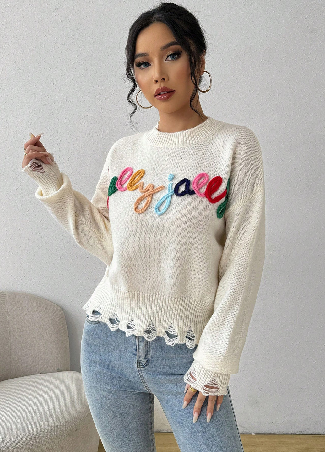 Белый демисезонный джемпер джемпер SHEIN