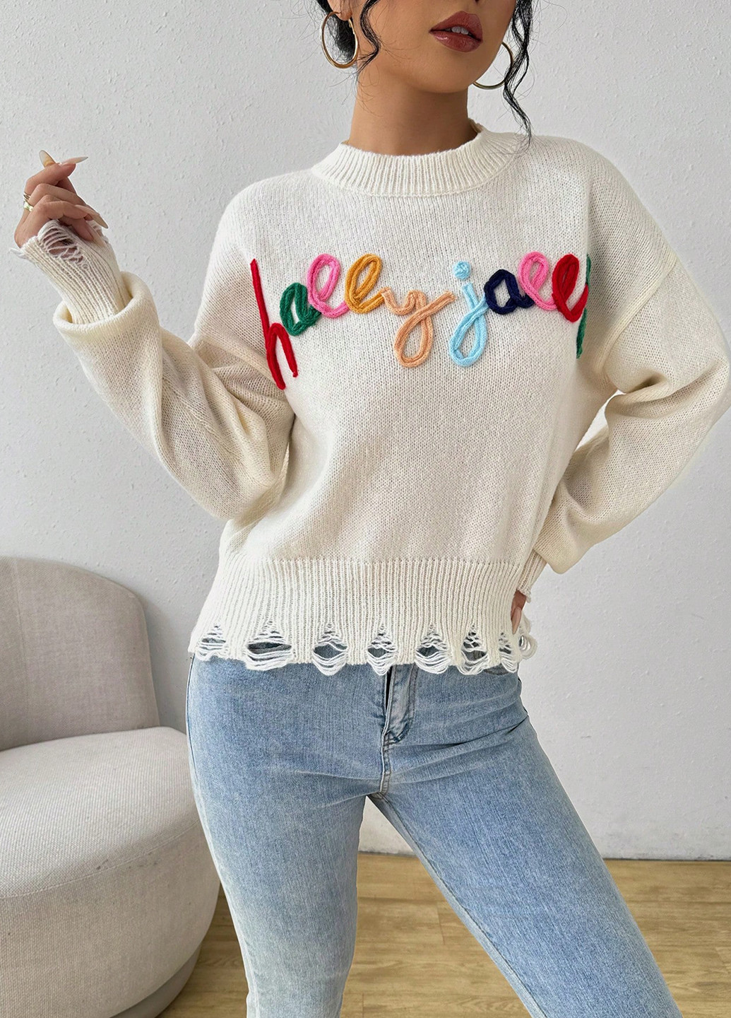 Белый демисезонный джемпер джемпер SHEIN