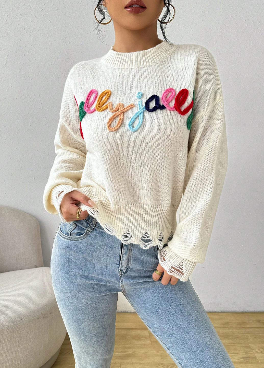 Белый демисезонный джемпер джемпер SHEIN