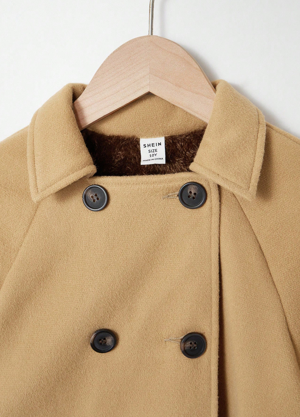 Пісочне демісезонне Пальто двобортне SHEIN