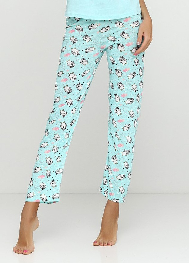 Бирюзовые демисезонные брюки Rinda Pijama