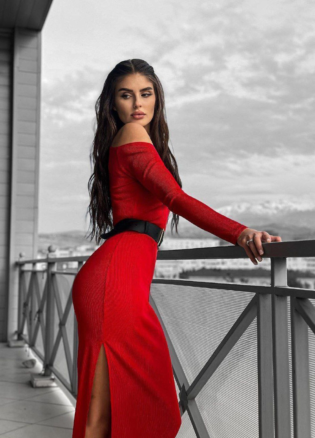 Червона кежуал сукня силуетна No Brand однотонна