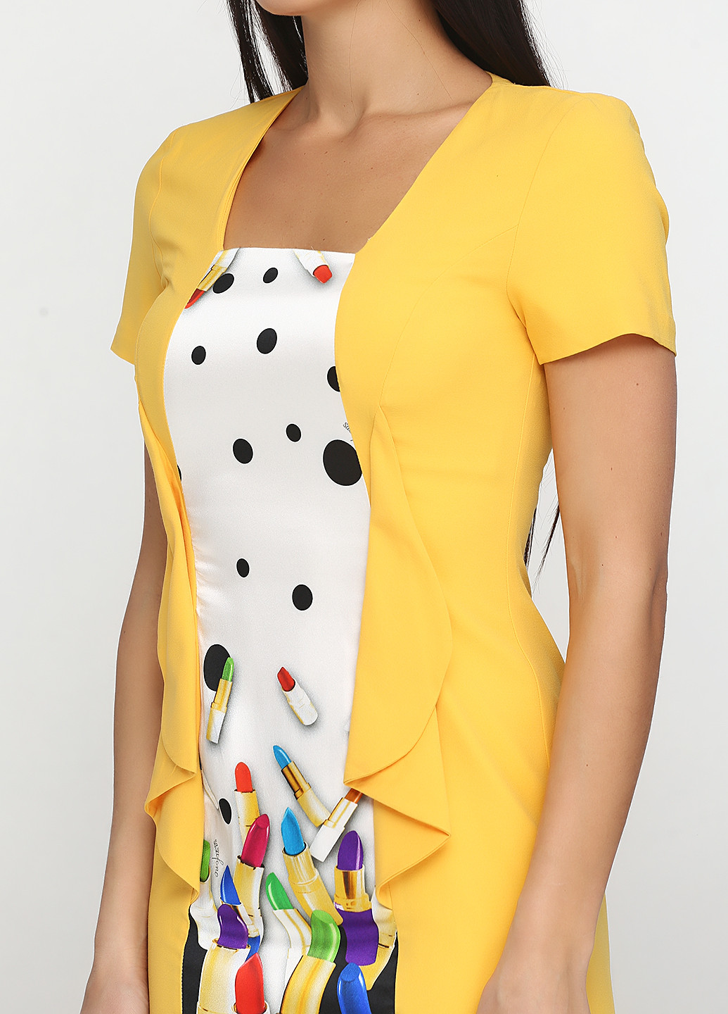 Желтое кэжуал платье Sassofono с рисунком