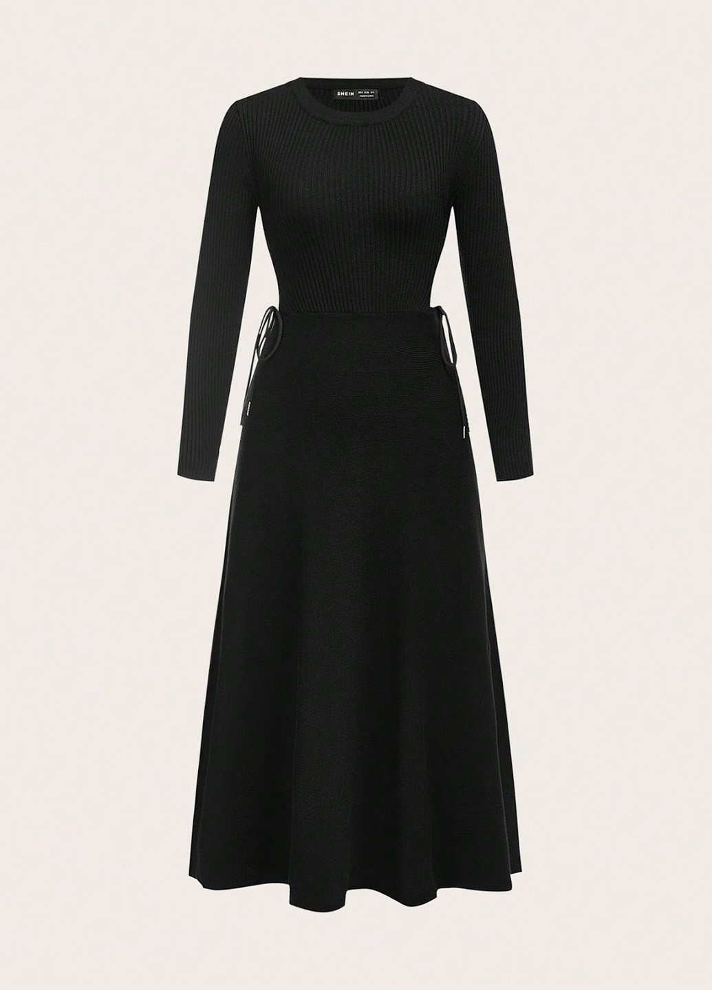 Черное кэжуал платье а-силуэт, платье-свитер SHEIN однотонное