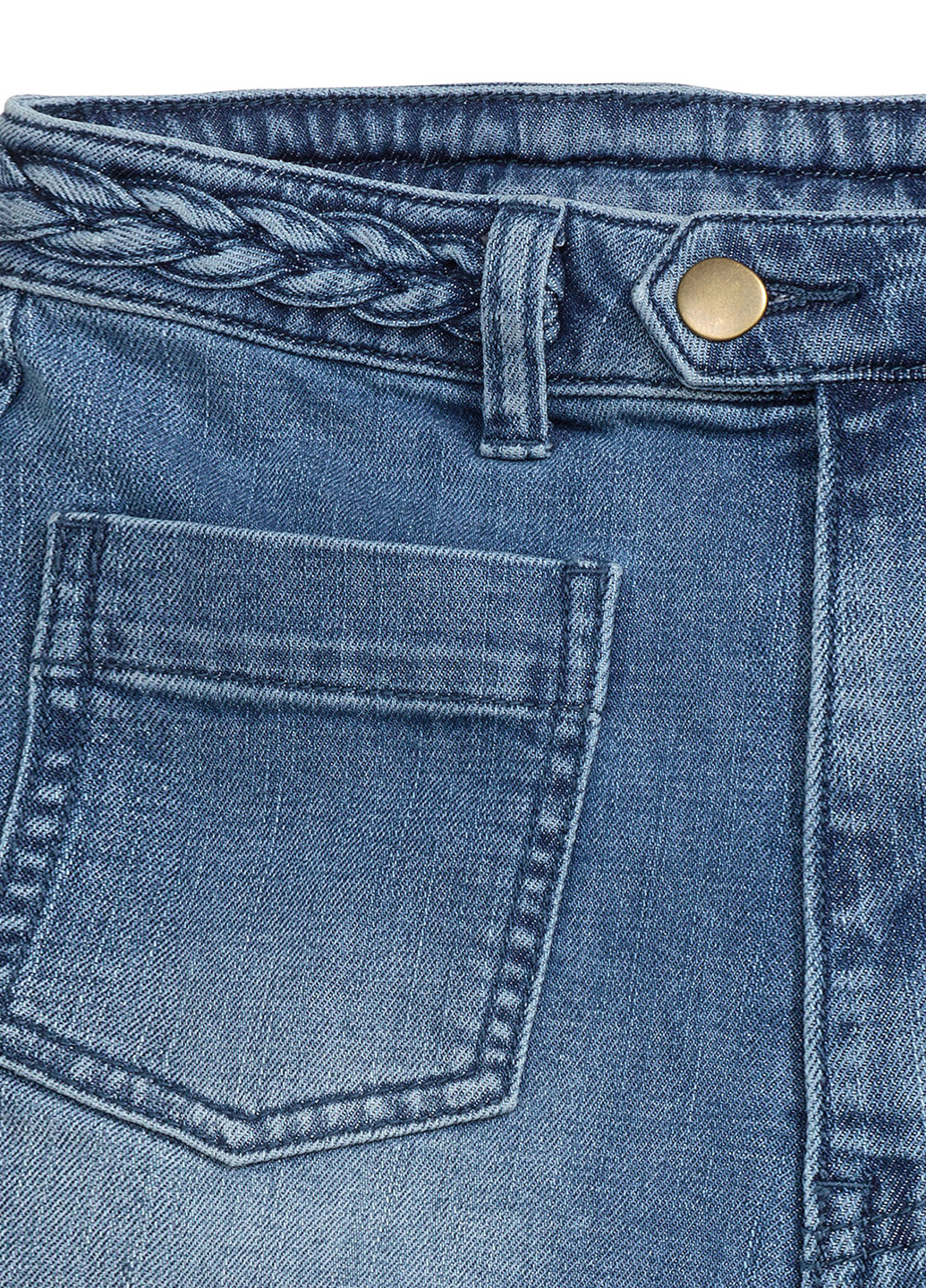 Шорты H&M однотонные светло-синие джинсовые хлопок