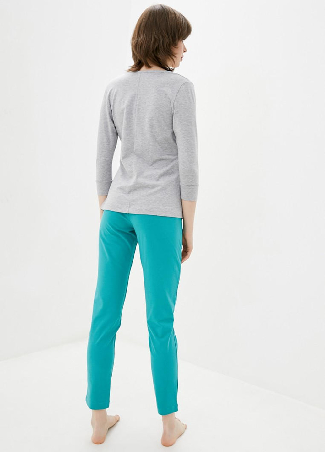 Сіро-голубий всесезон піжама (лонгслів, штани) лонгслив + брюки Promin