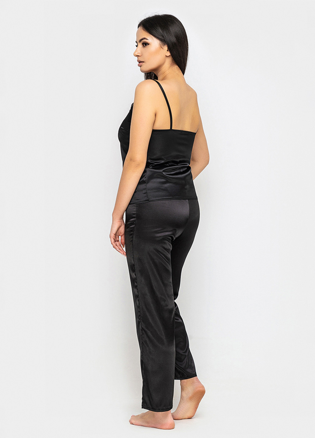 Черная всесезон пижама (топ, брюки) майка + брюки Ghazel