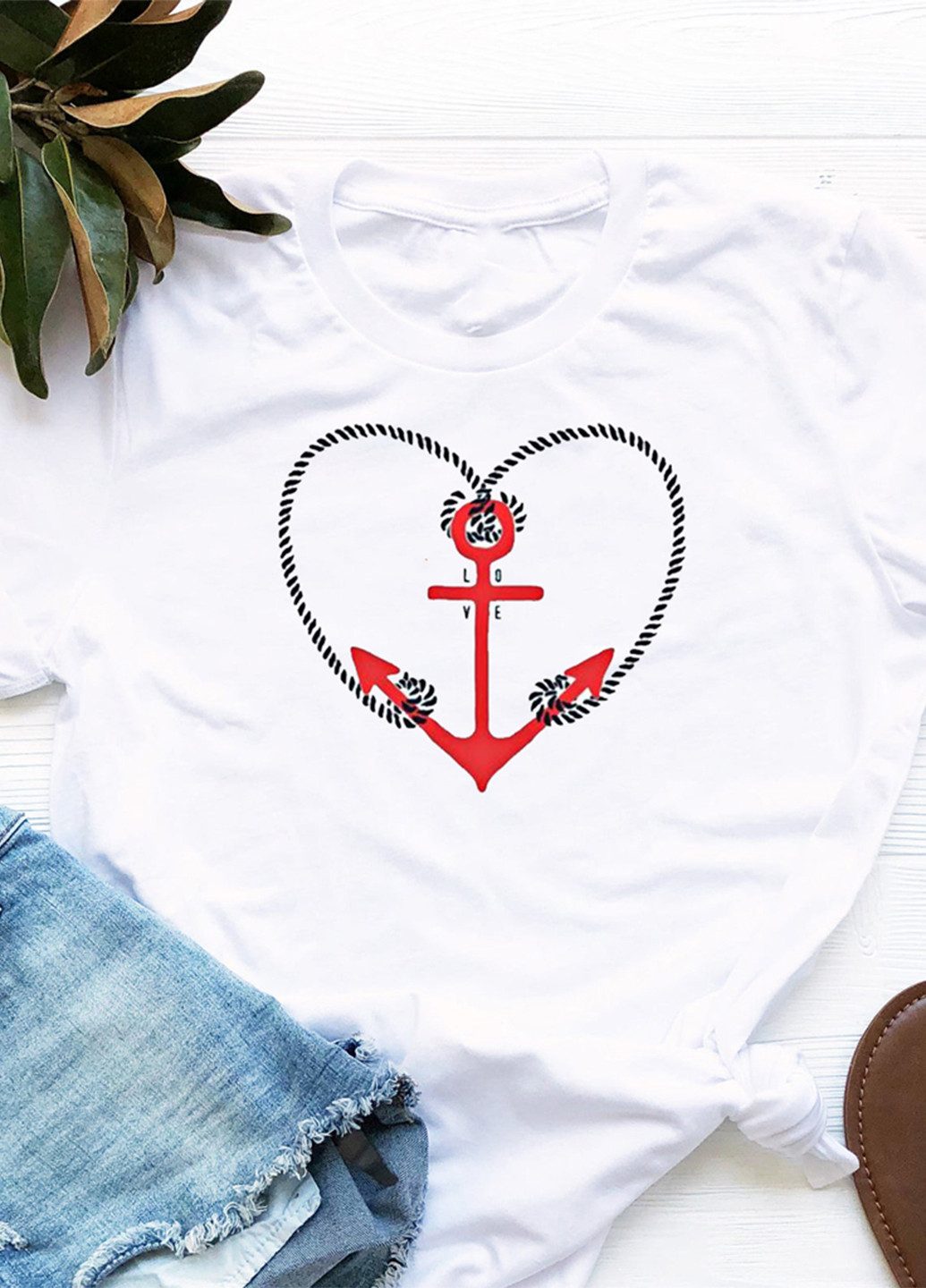 Белая всесезон футболка белая anchor love Love&Live