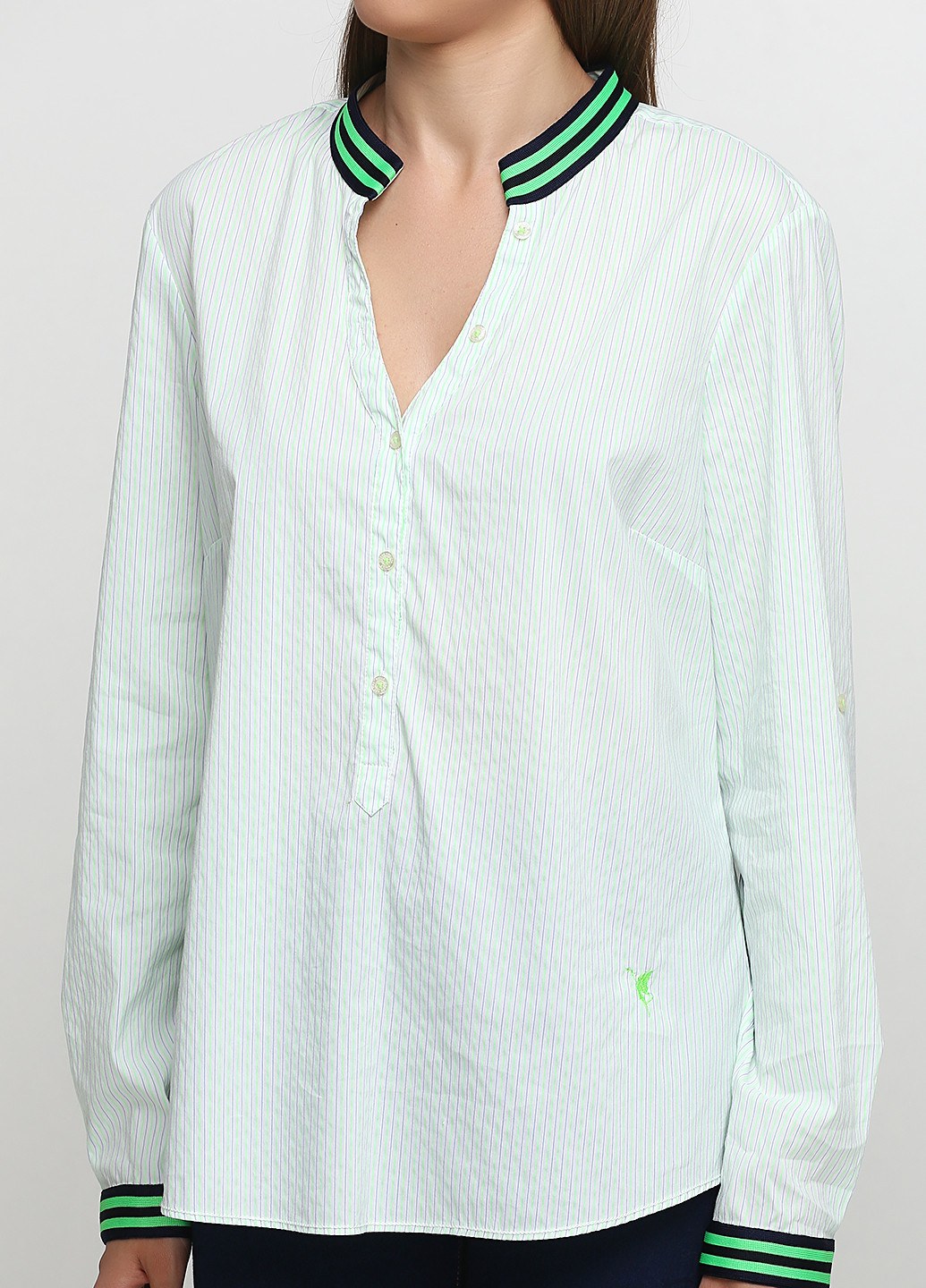 Салатовая кэжуал рубашка в полоску Emily van den Bergh