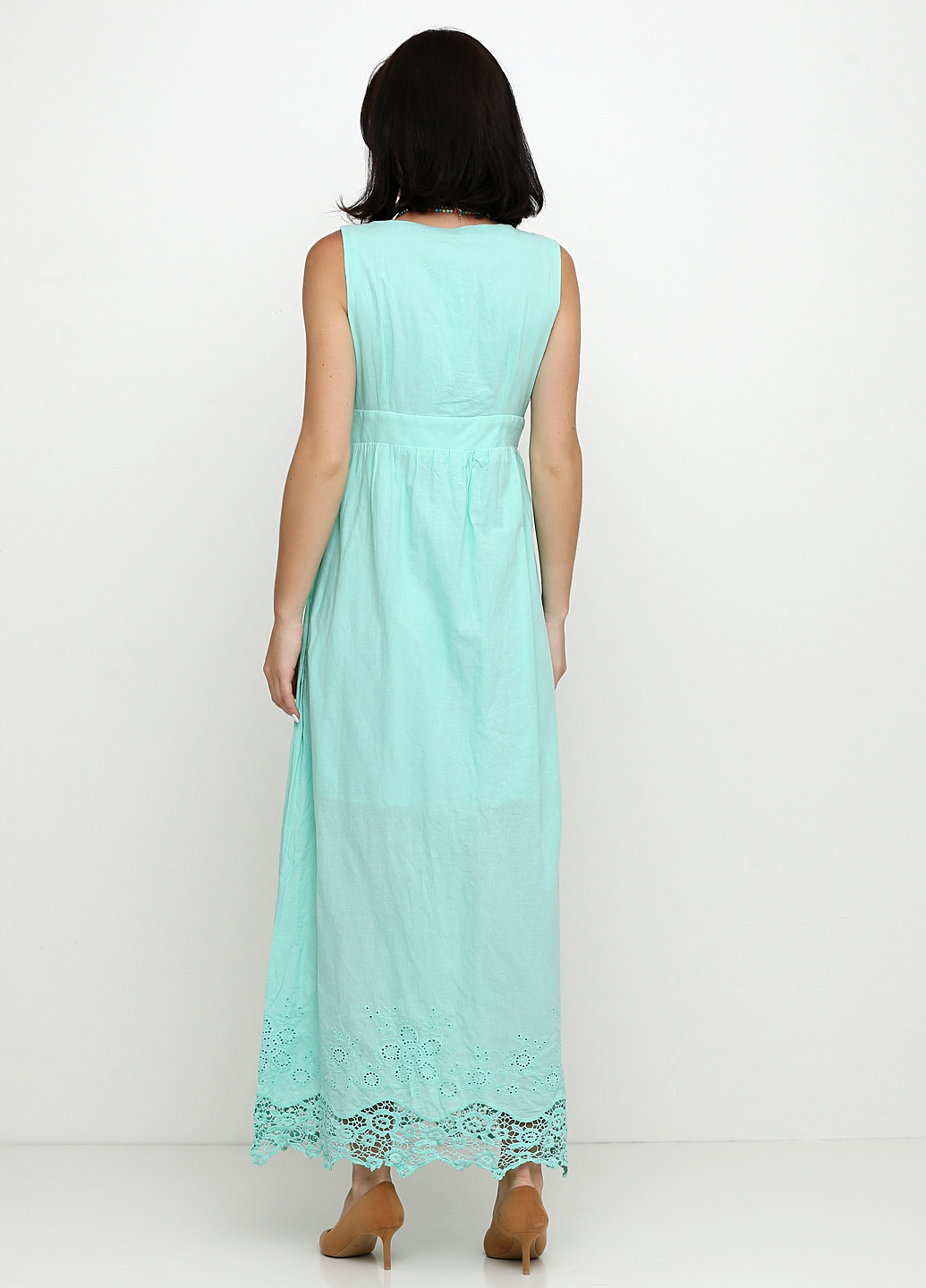 Светло-бирюзовое кэжуал платье клеш Arizona однотонное
