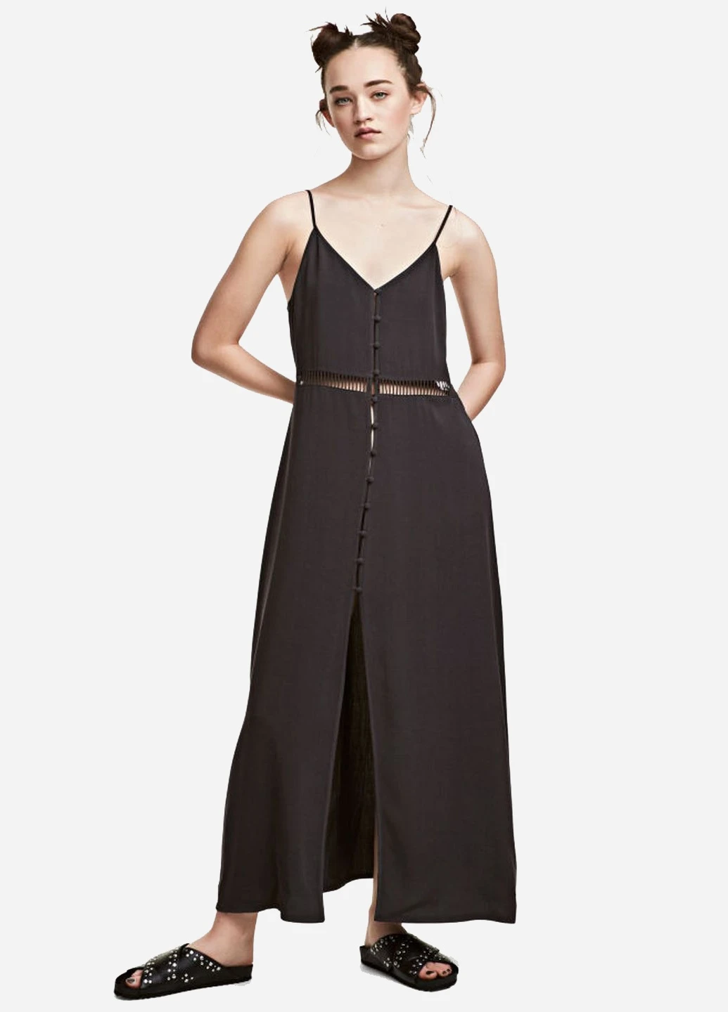 Черное джинсовое платье H&M однотонное