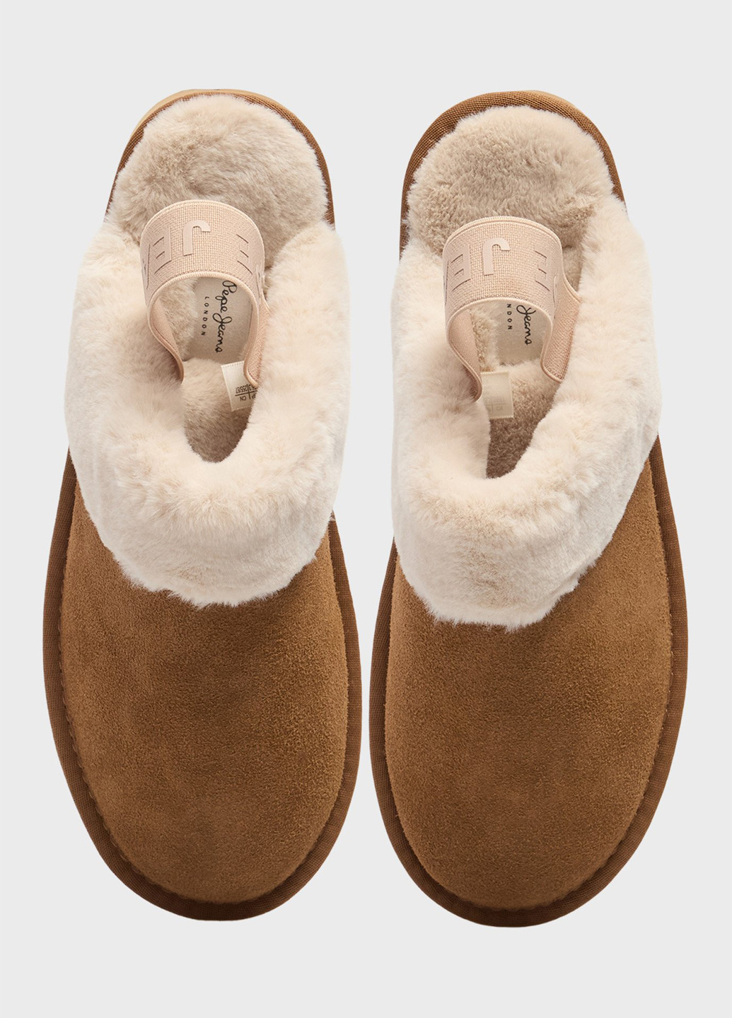 Рыжие сабо Pepe Jeans на платформе с логотипом, с мехом