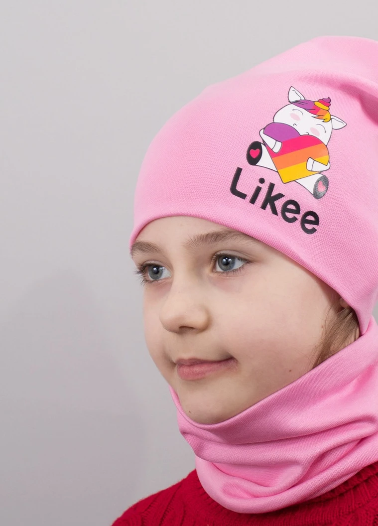 Дитяча шапка з хомутом КАНТА "Likee" розмір 48-52 рожевий (OC-856) Канта (220180400)