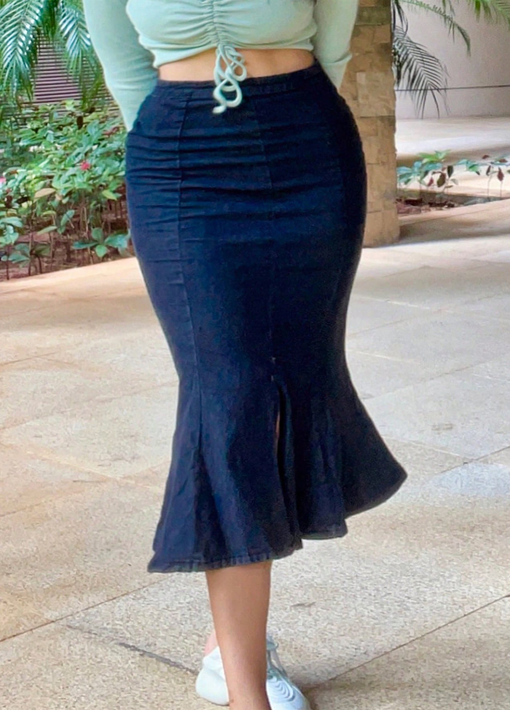 Индиго джинсовая, кэжуал однотонная юбка SHEIN годе