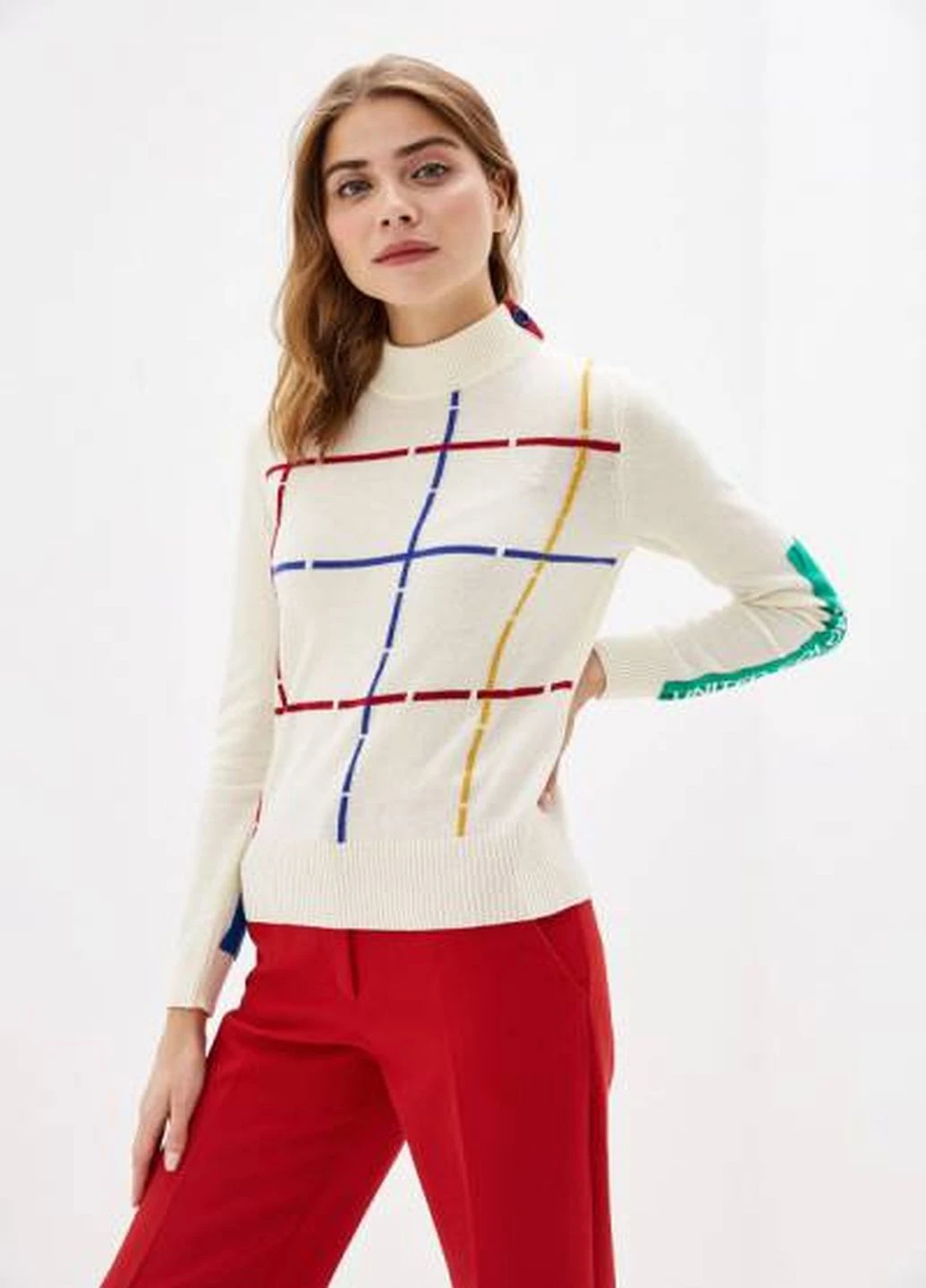Белый демисезонный свитер United Colors of Benetton
