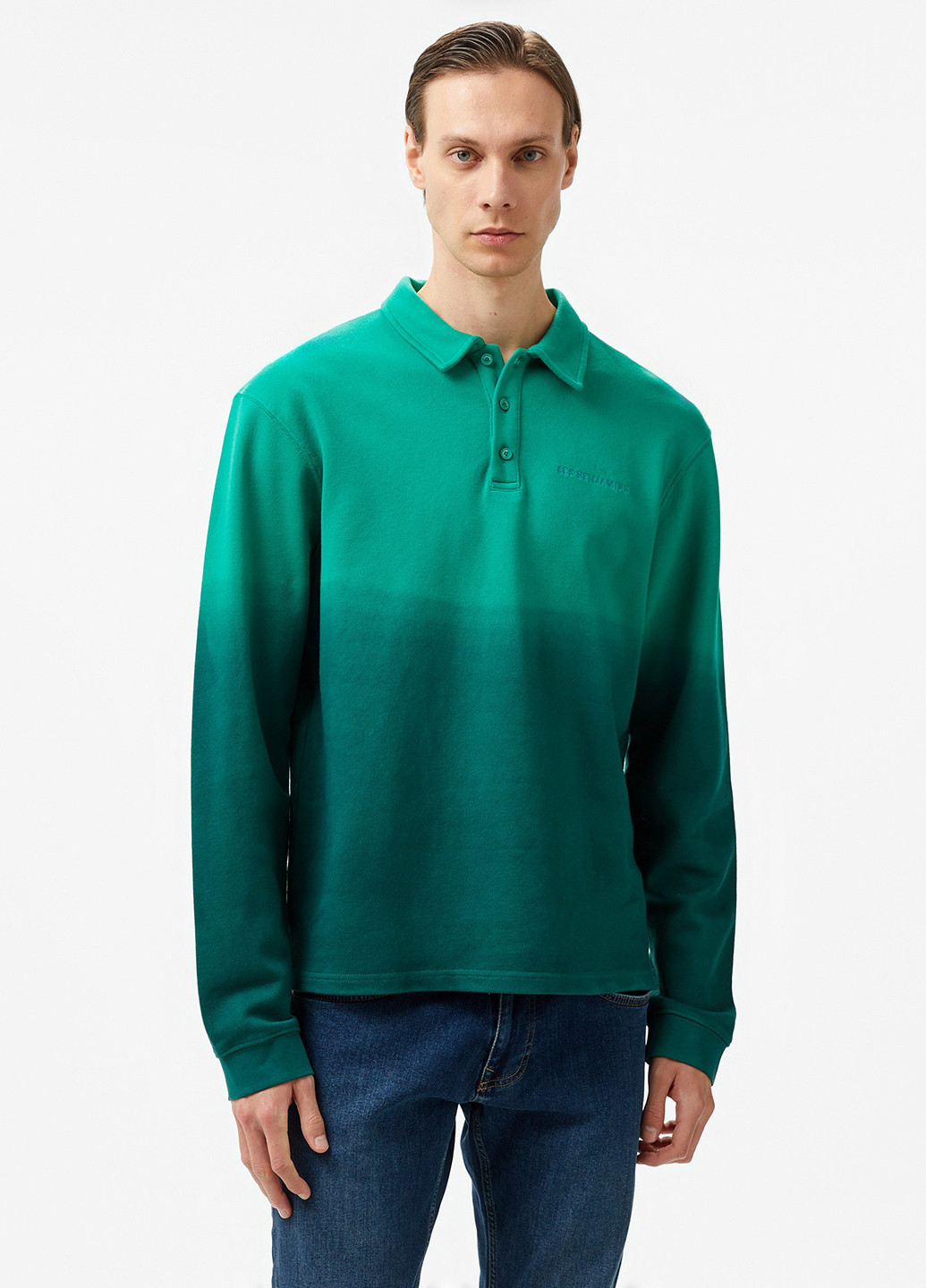 Изумрудная футболка-поло для мужчин Les Benjamins градиентная ("омбре")