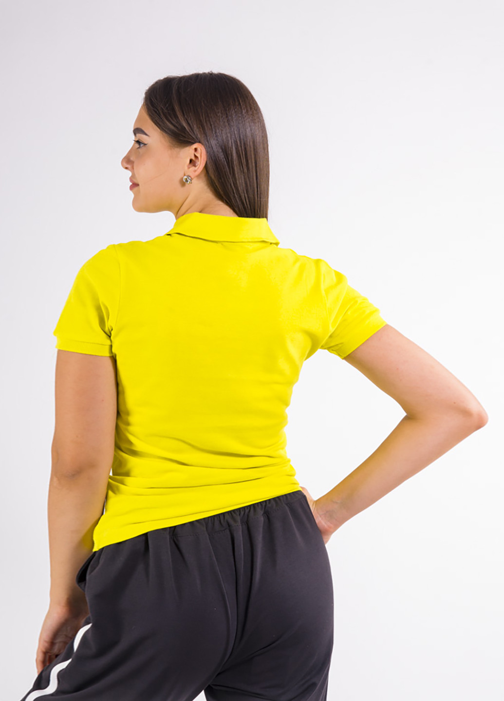 Желтая женская футболка-поло Lagems с логотипом