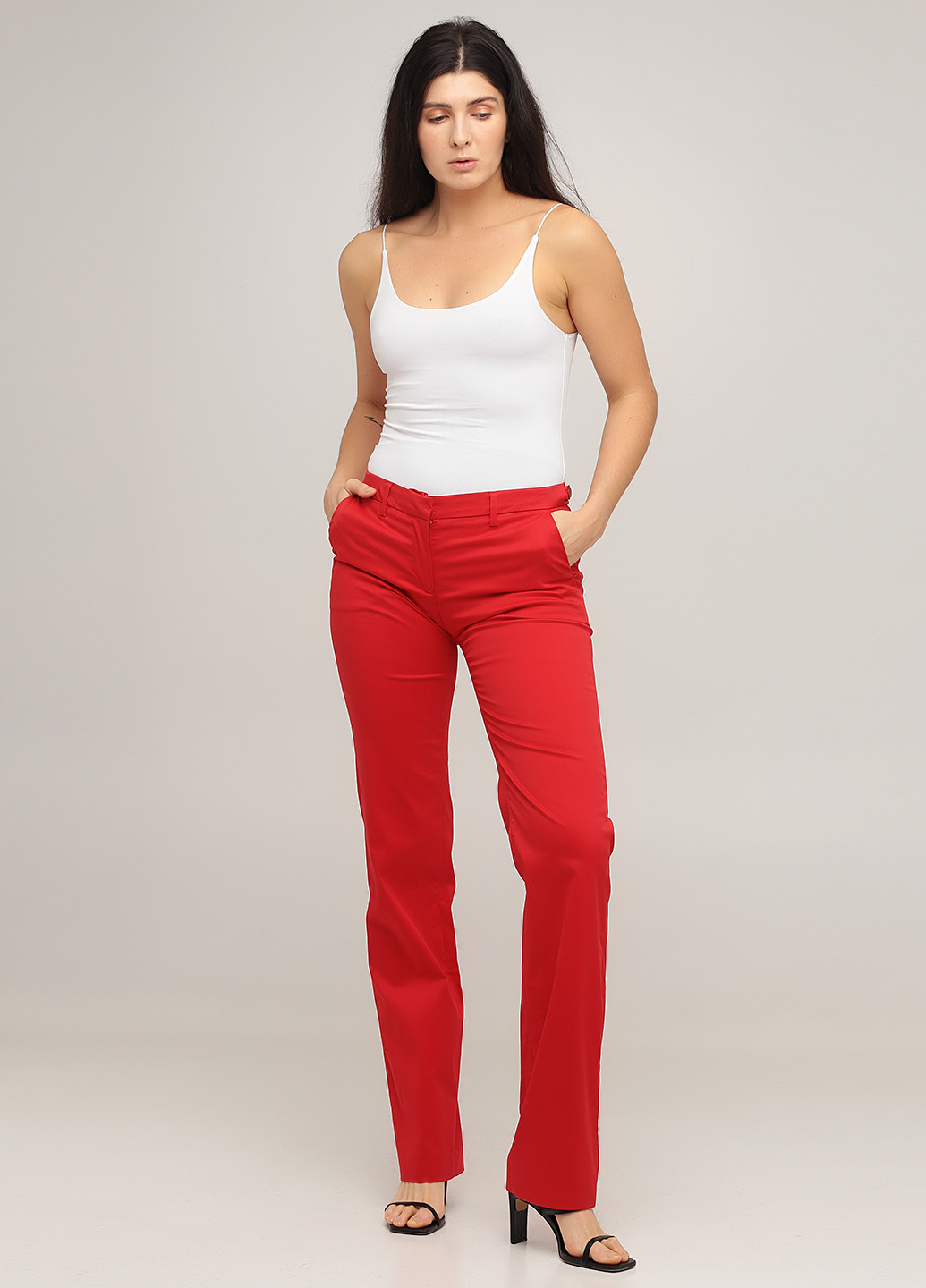 Красные кэжуал демисезонные прямые брюки Armani Jeans