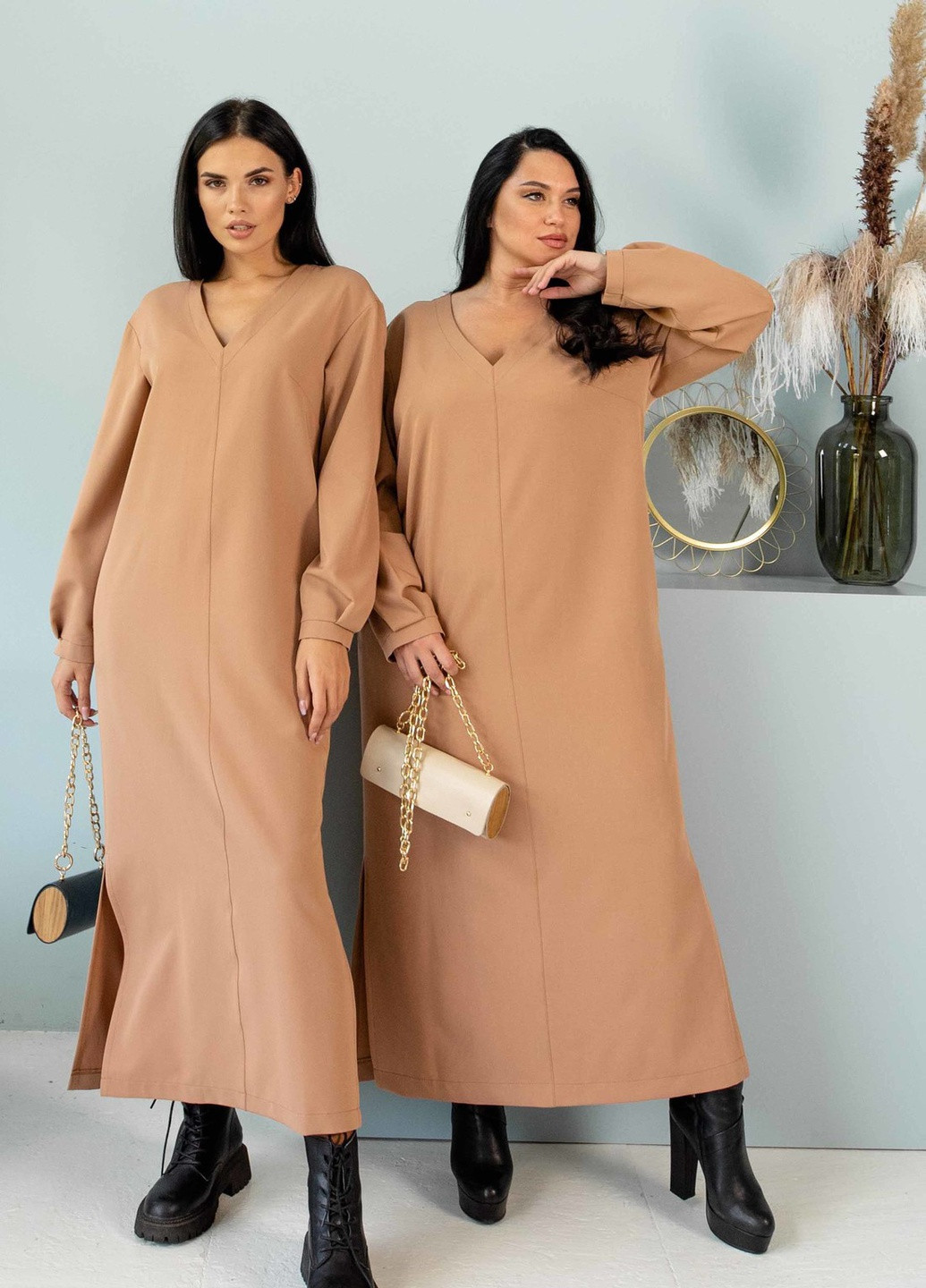 Бежева кежуал сукня Ри Мари однотонна