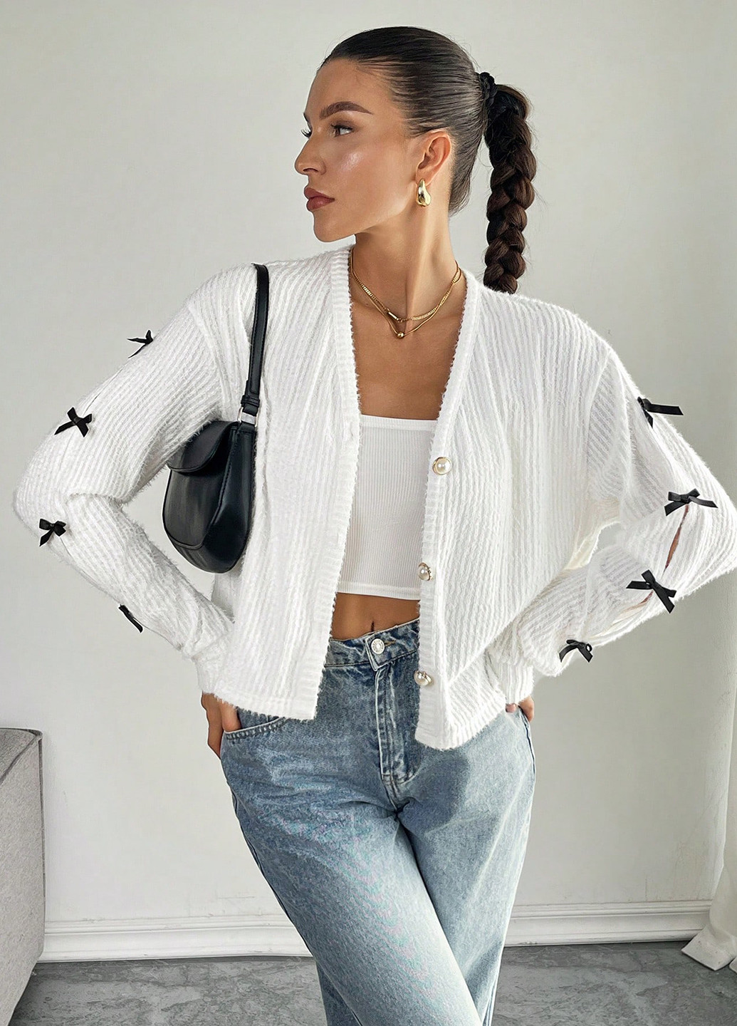 Белый демисезонный кардиган SHEIN