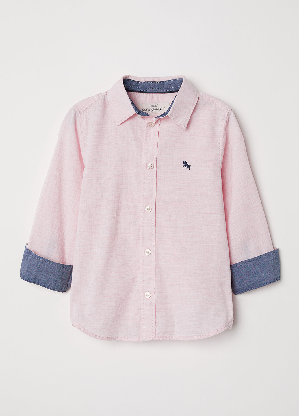 Розовая кэжуал рубашка однотонная H&M с длинным рукавом