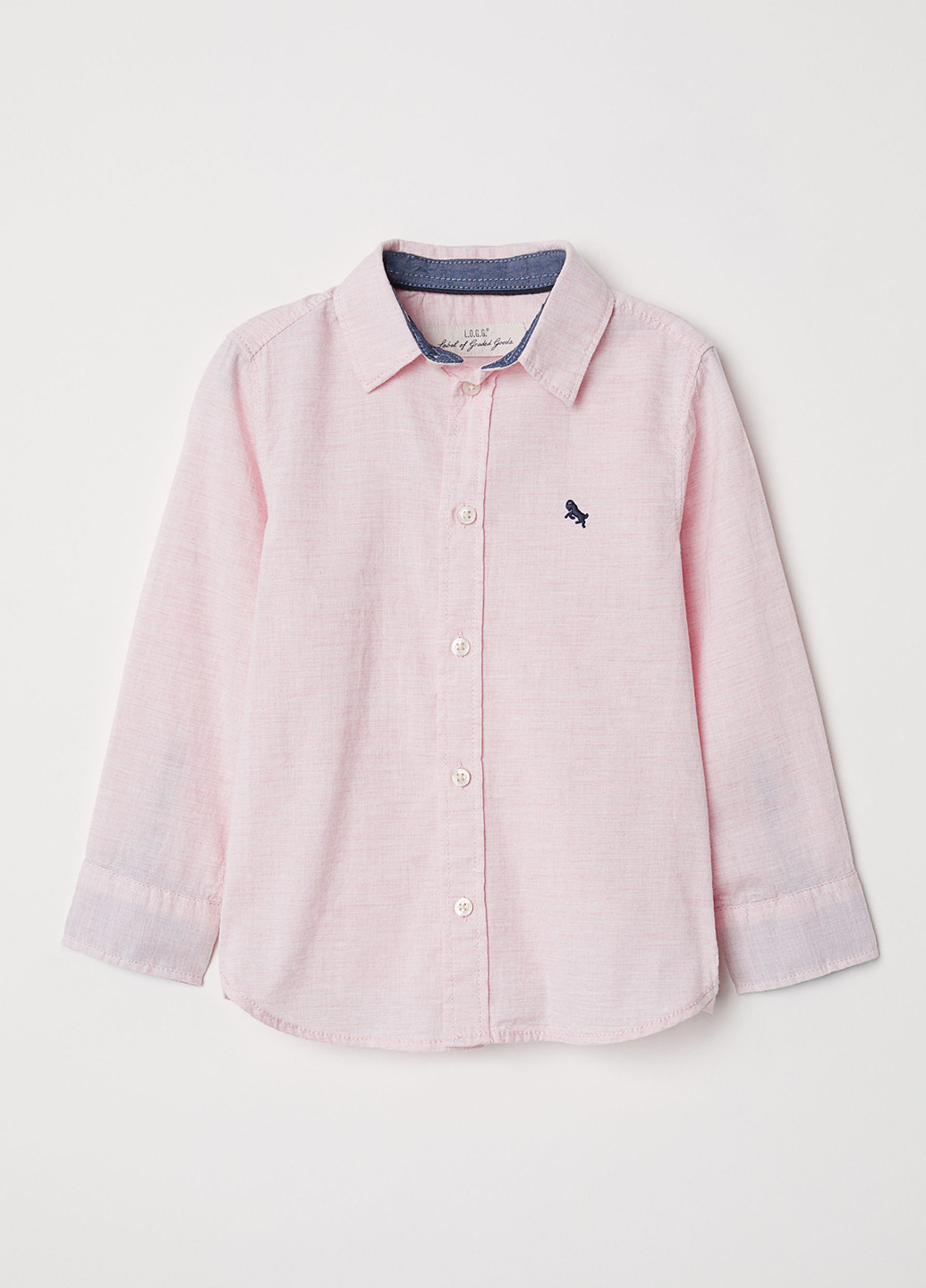 Розовая кэжуал рубашка однотонная H&M с длинным рукавом