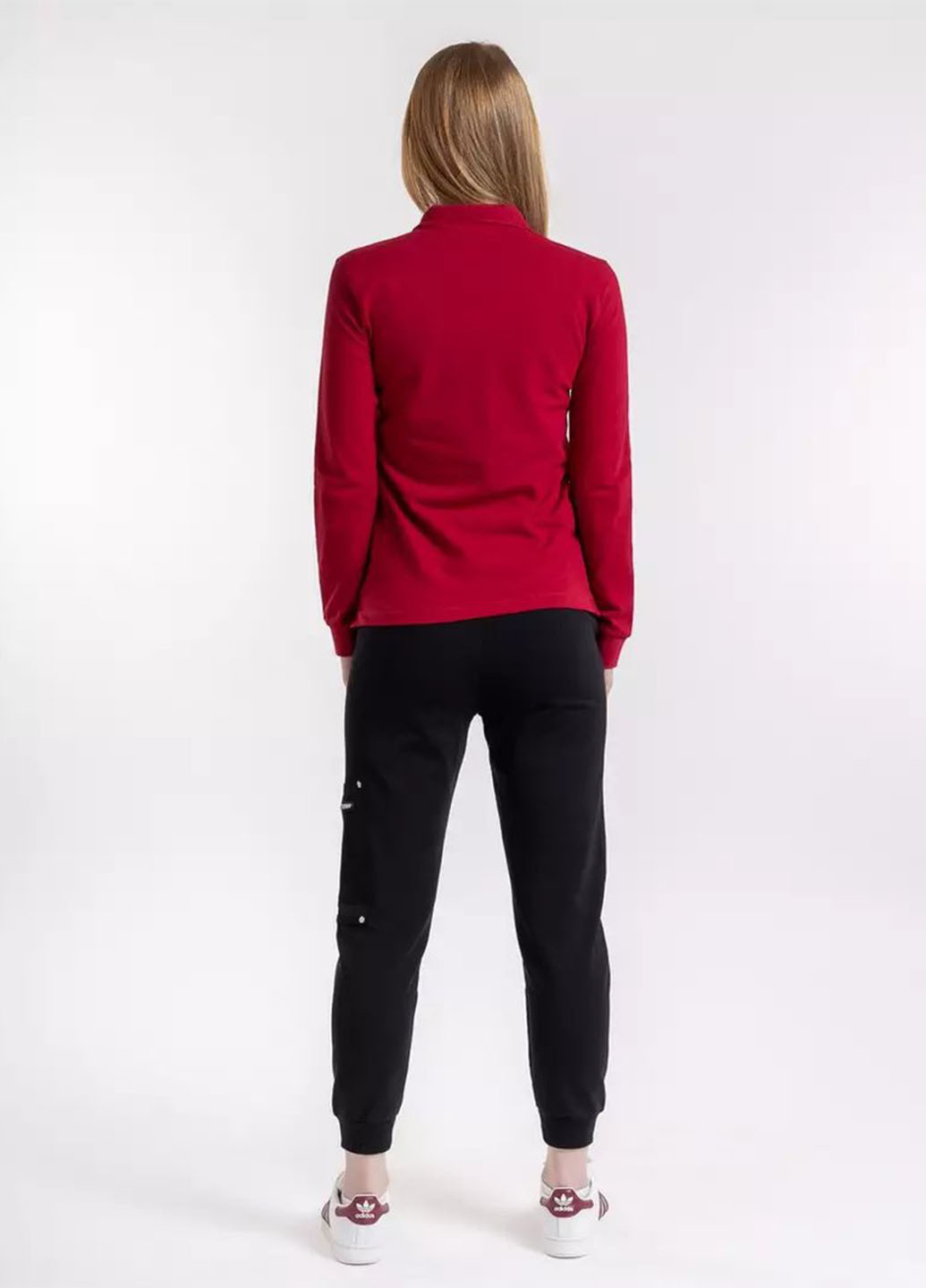 Красная женская футболка-поло BBL однотонная