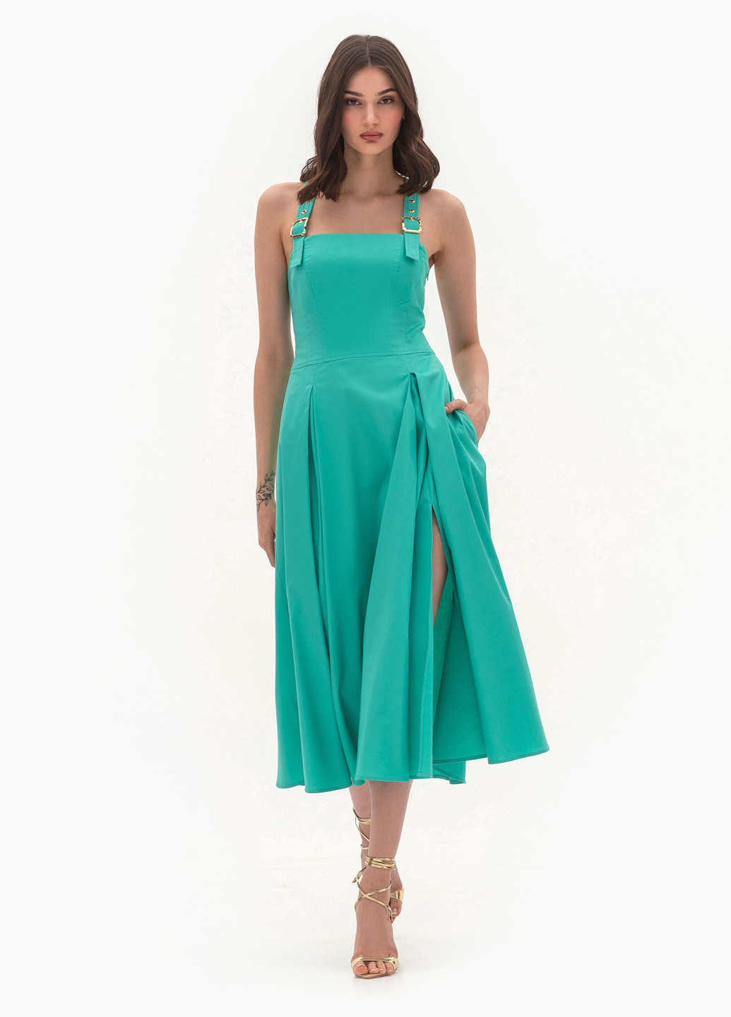 Бірюзова кежуал сукня кльош BGL однотонна