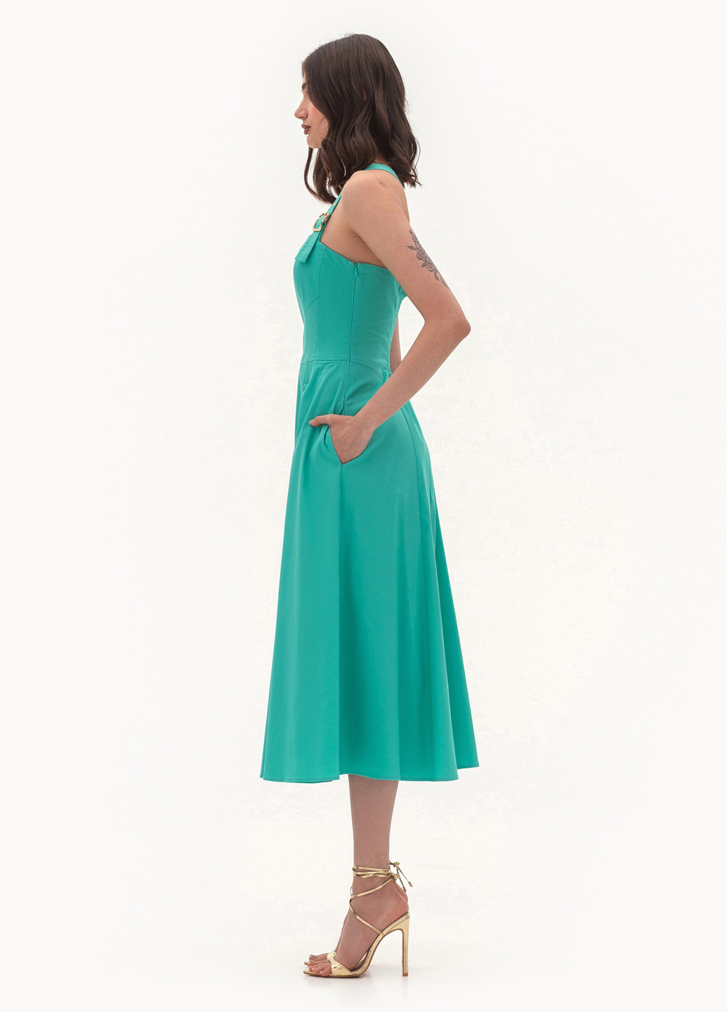 Бірюзова кежуал сукня кльош BGL однотонна