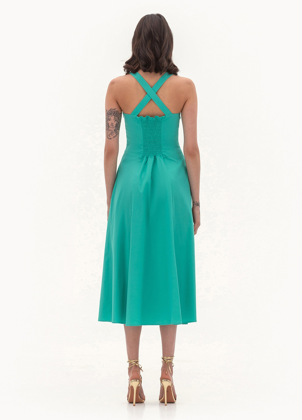 Бірюзова кежуал сукня кльош BGL однотонна