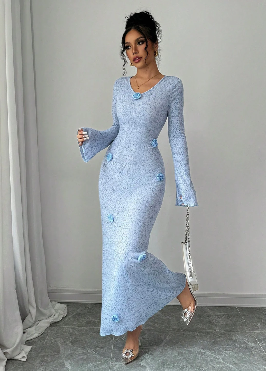 Блакитна кежуал сукня силуетна SHEIN меланжева