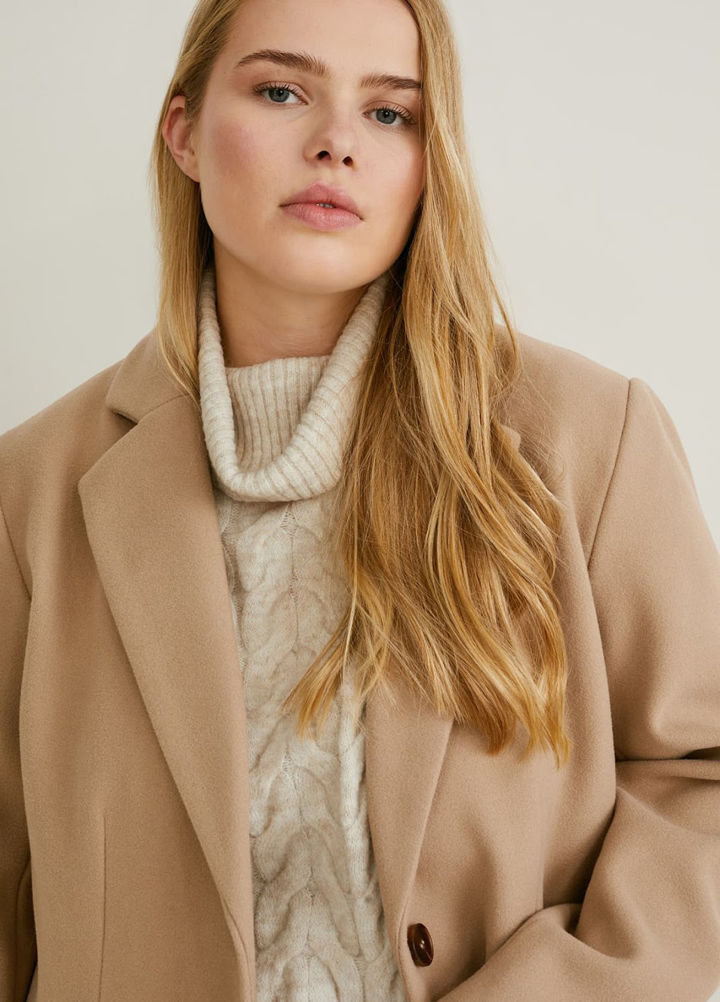 Бежеве демісезонне Пальто однобортне C&A