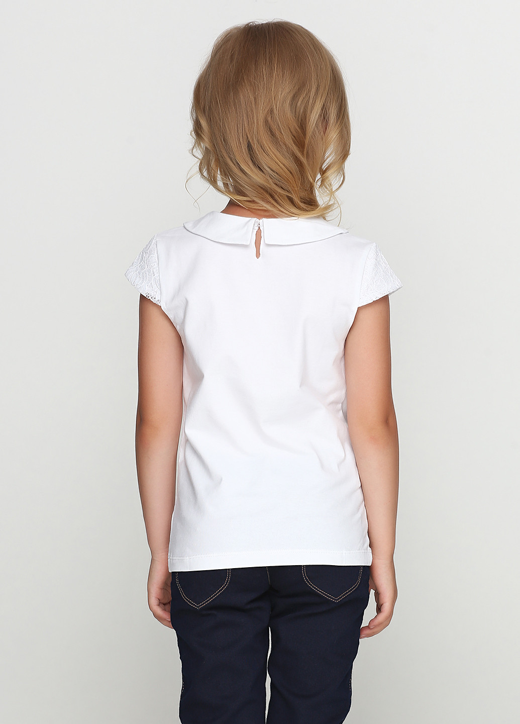Белая однотонная блузка с коротким рукавом Vidoli летняя