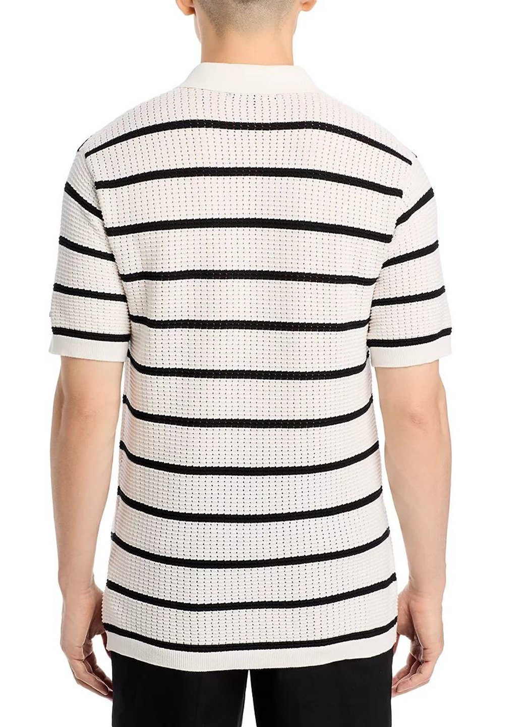 Черно-белая футболка-поло для мужчин Karl Lagerfeld в полоску
