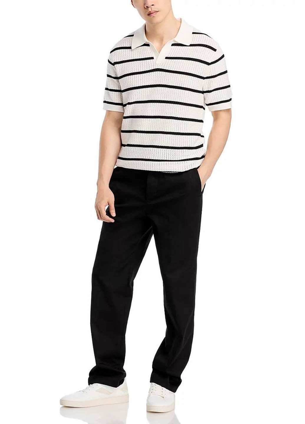 Черно-белая футболка-поло для мужчин Karl Lagerfeld в полоску
