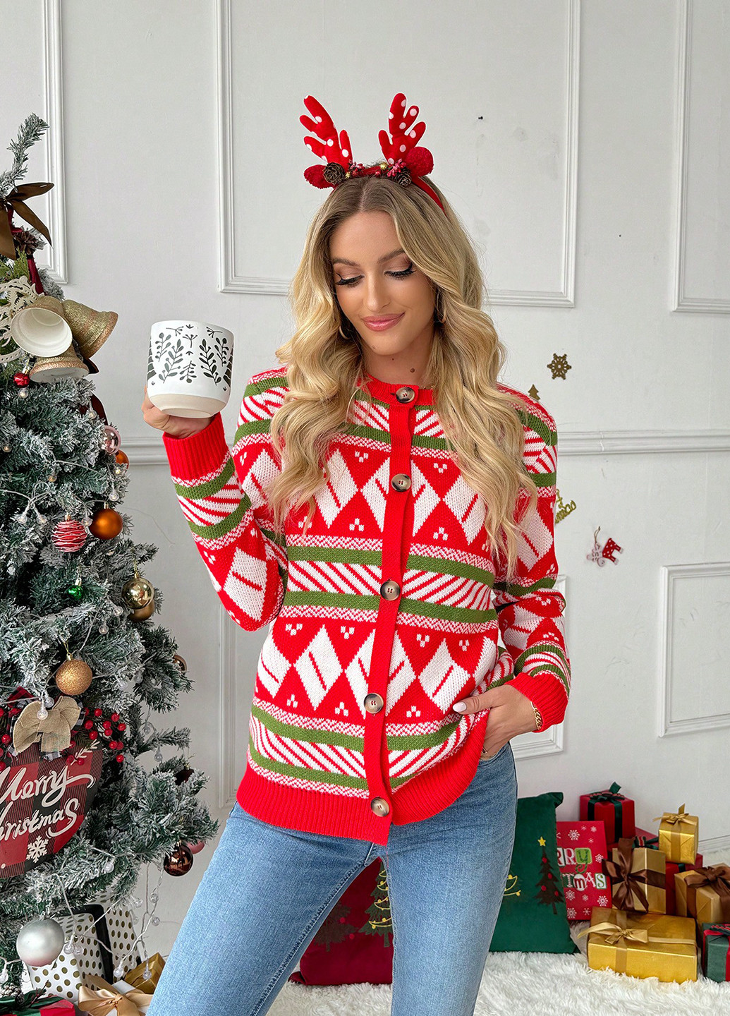 Красный демисезонный кардиган SHEIN