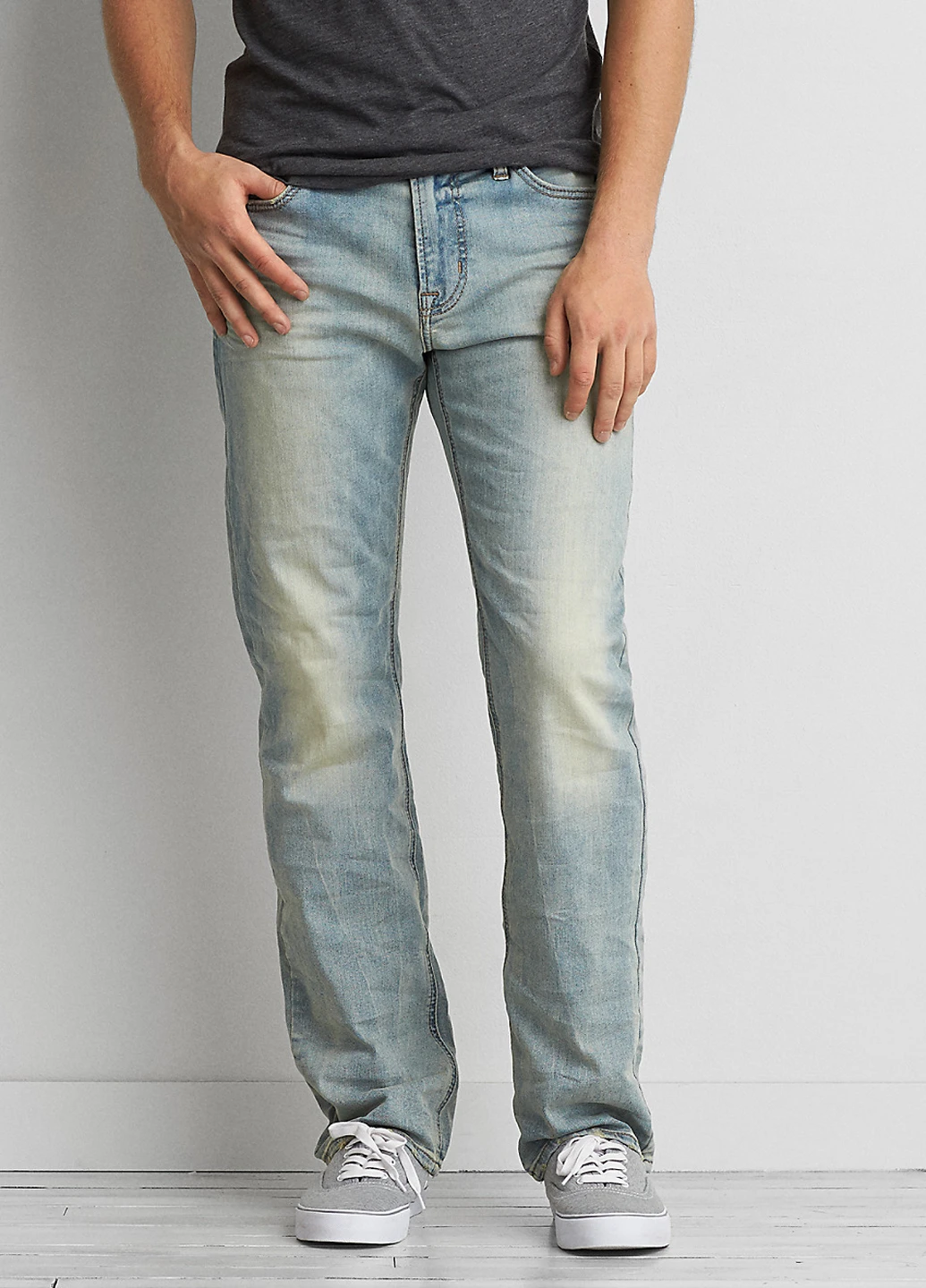 Голубые демисезонные прямые джинсы American Eagle