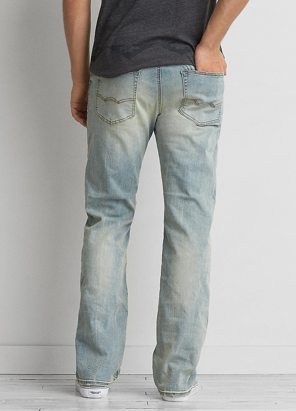 Голубые демисезонные прямые джинсы American Eagle