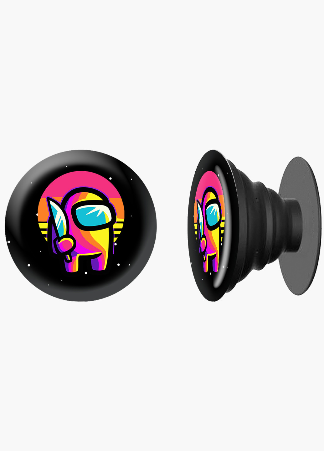 Попсокет (Popsockets) тримач для смартфону Амонг Ас Червоний (Among Us Red) (8754-2406) Чорний MobiPrint (216836567)