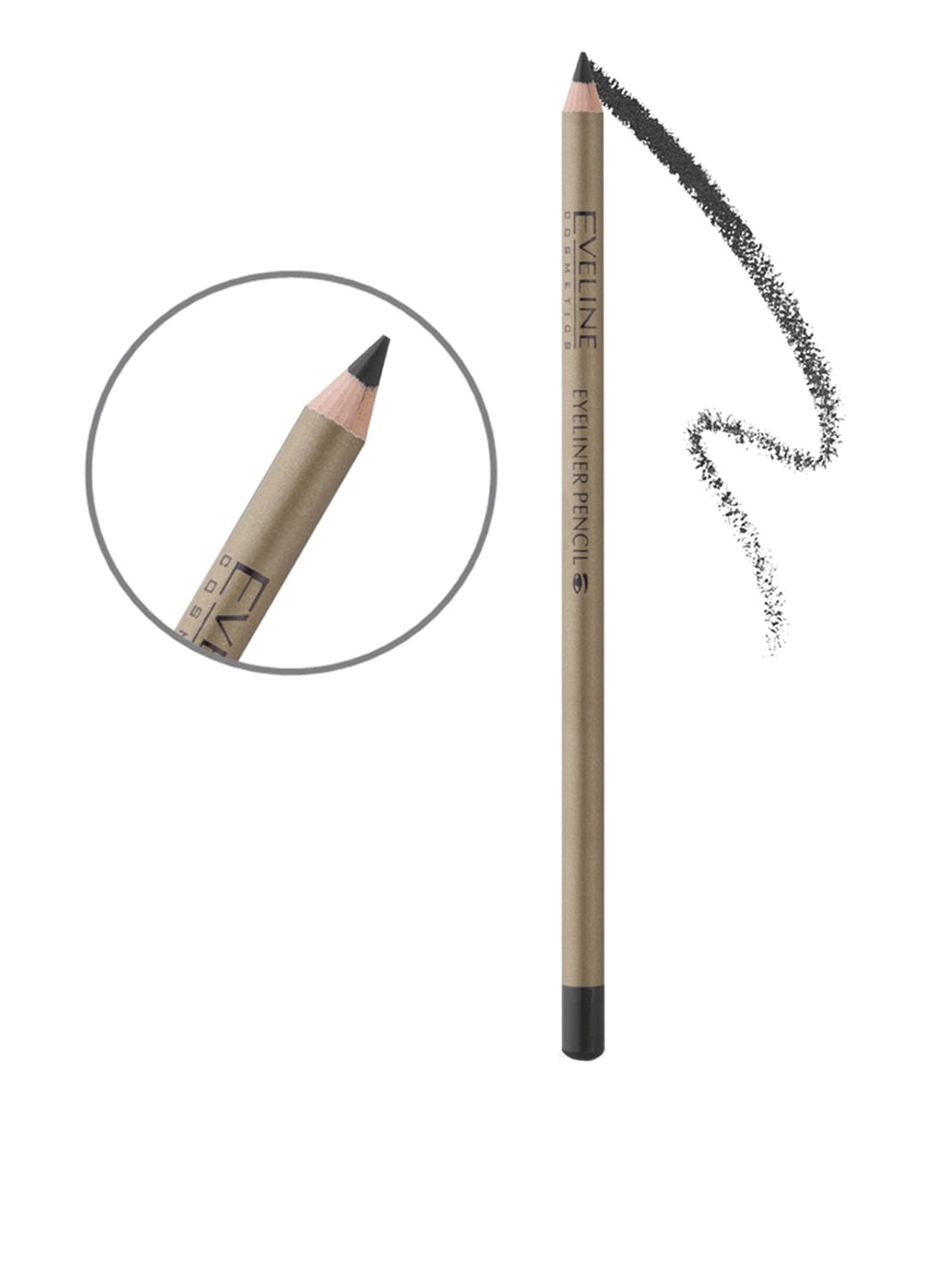 Олівець для очей з точила Eyeliner Pencil Чорний, 1,2 г Eveline Cosmetics (74532049)