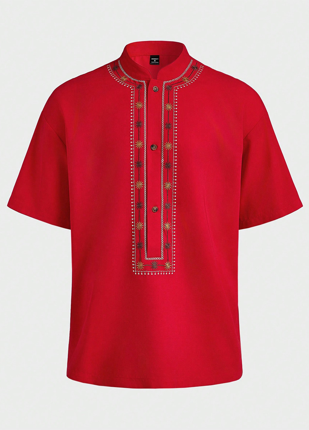 Красная кэжуал рубашка с орнаментом SHEIN