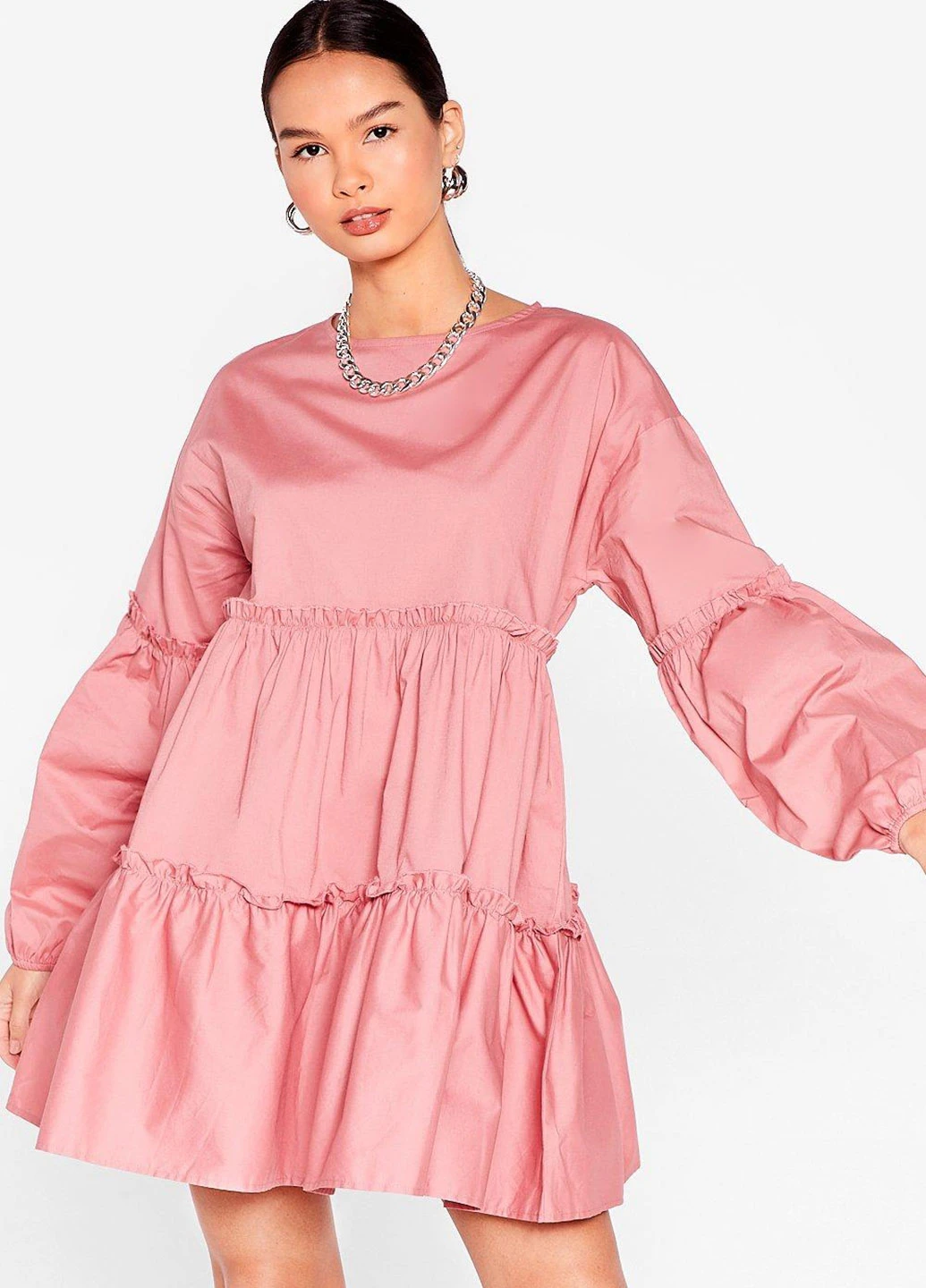 Розовое кэжуал платье клеш Boohoo однотонное
