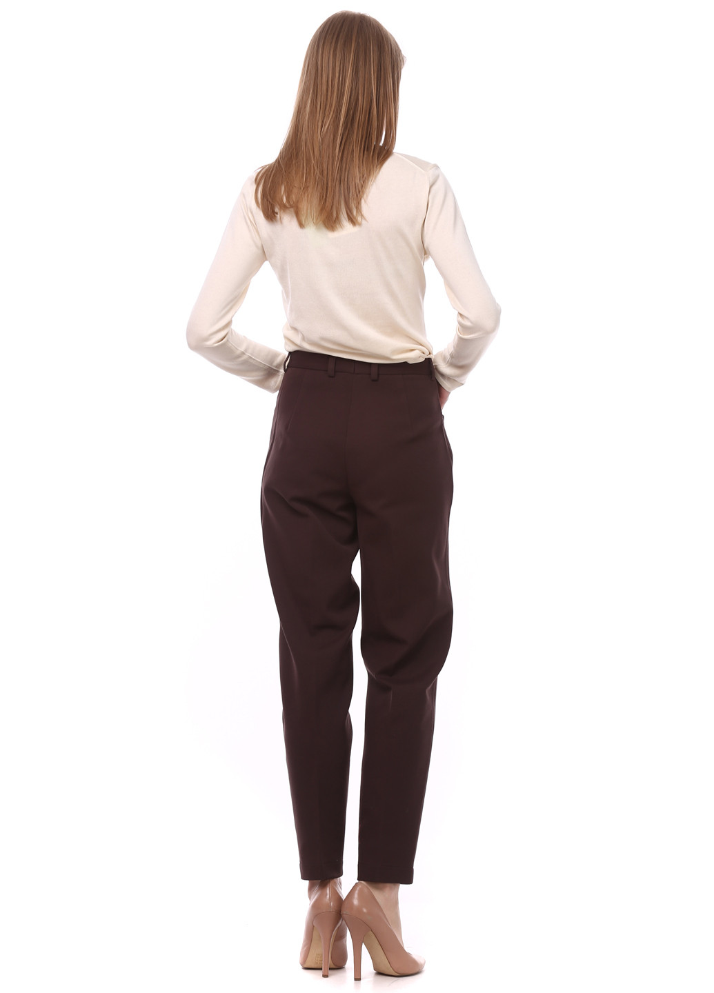 Темно-коричневые кэжуал демисезонные прямые брюки Depadova