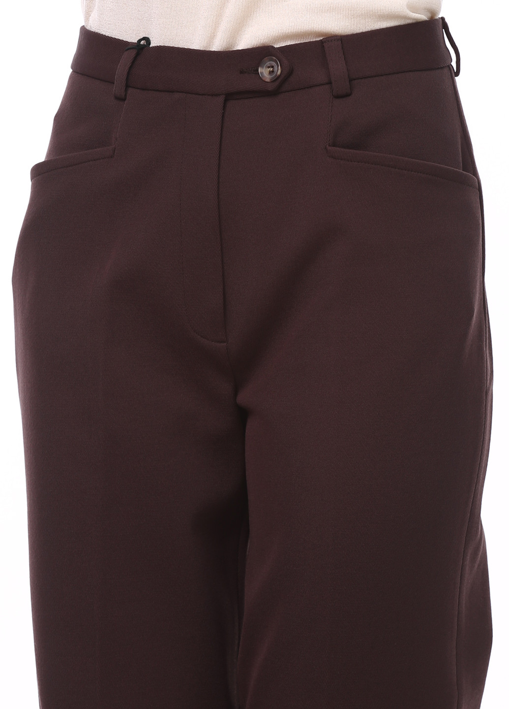 Темно-коричневые кэжуал демисезонные прямые брюки Depadova