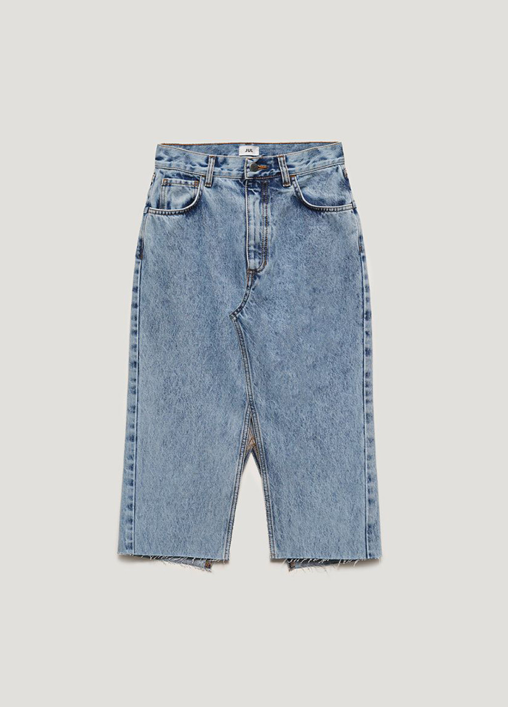 Голубая повседневная варенка юбка JUL карандаш