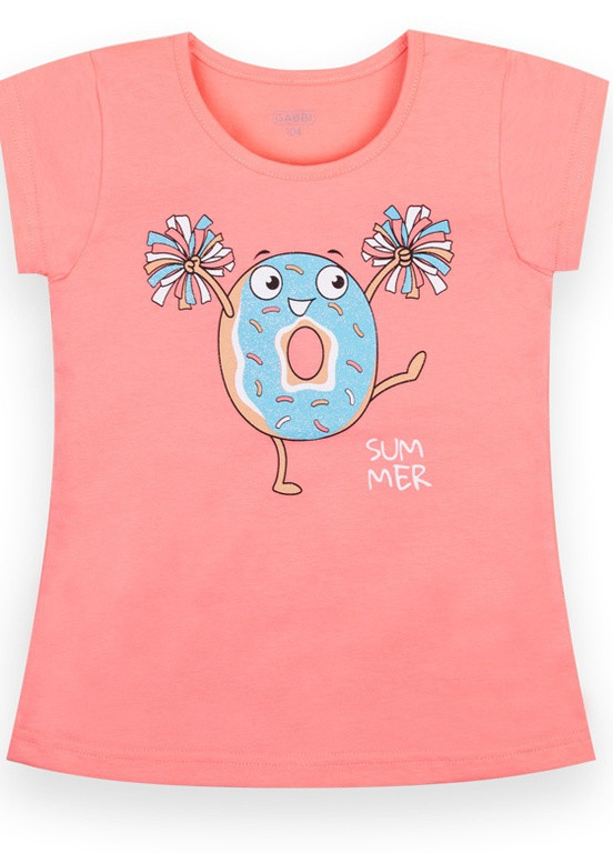 Персиковая летняя детская футболка для девочки Габби