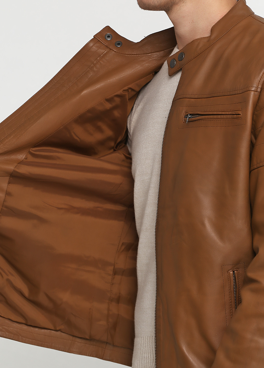 Светло-коричневая демисезонная куртка кожаная Rifle