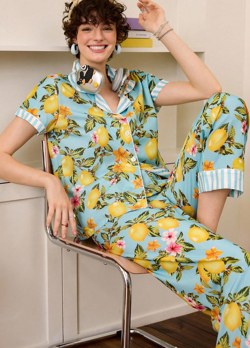 Комбинированная всесезон пижама (рубашка, брюки) рубашка + брюки SHEIN