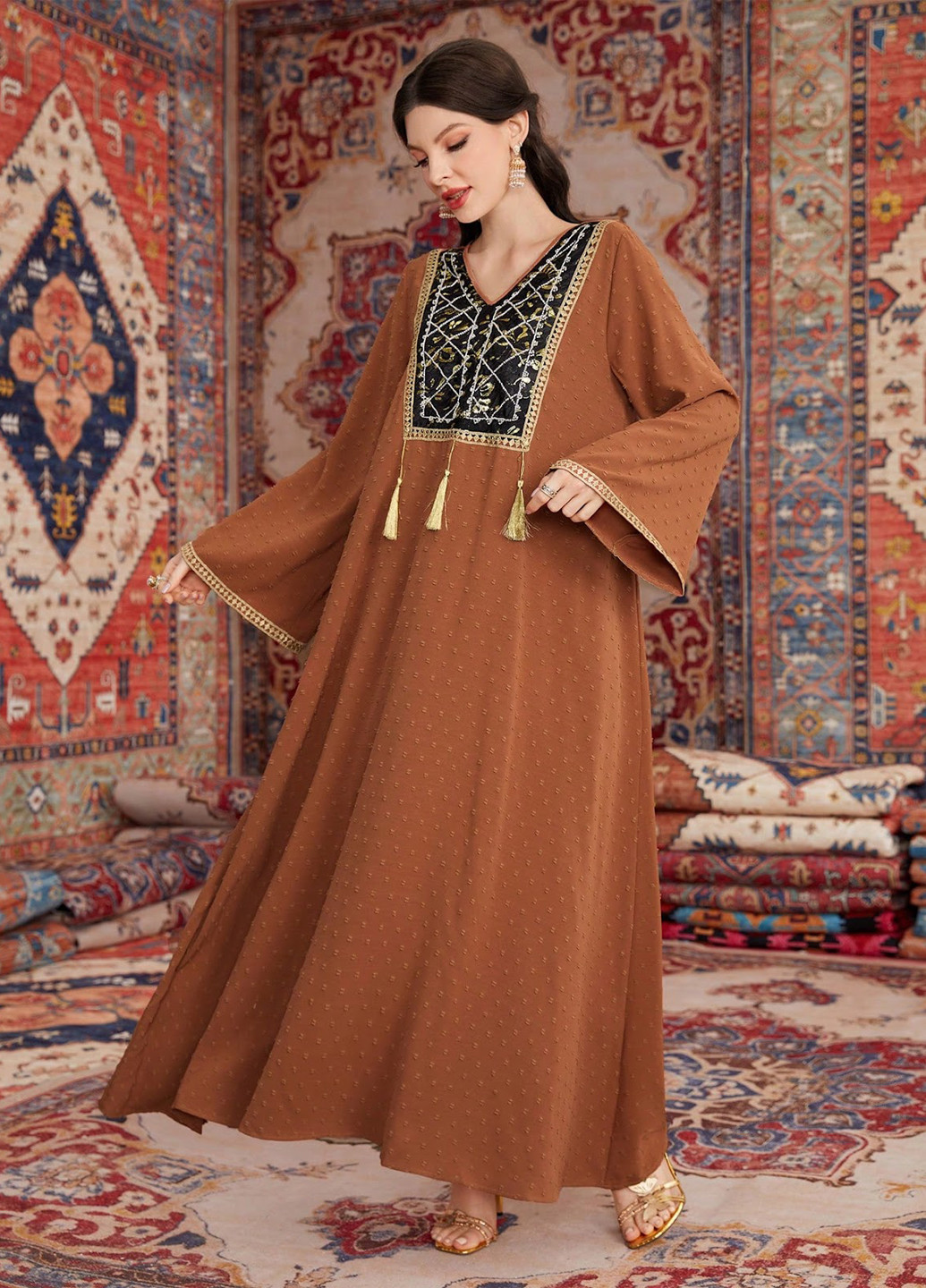 Коричнева кежуал сукня оверсайз SHEIN однотонна