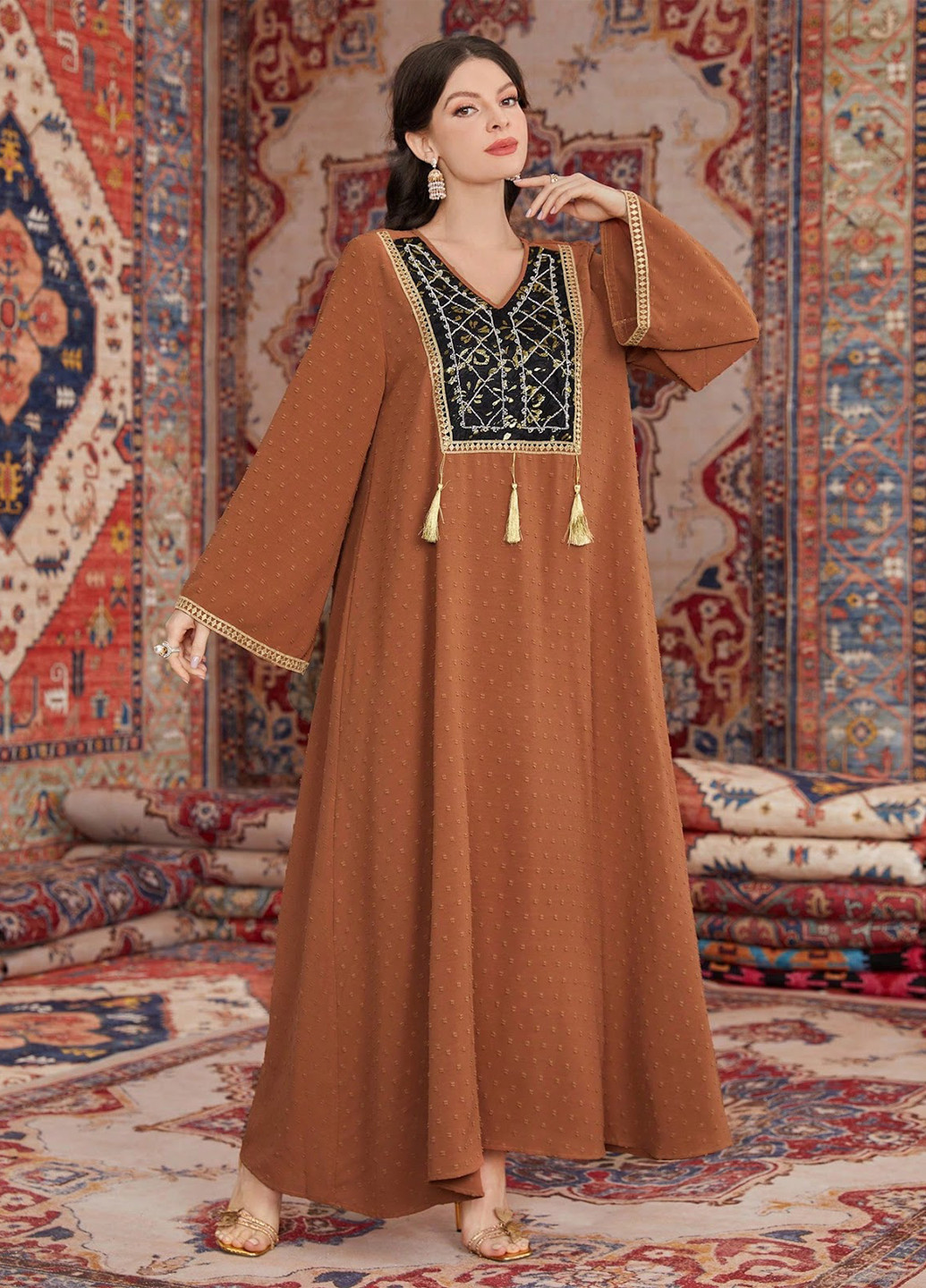 Коричнева кежуал сукня оверсайз SHEIN однотонна